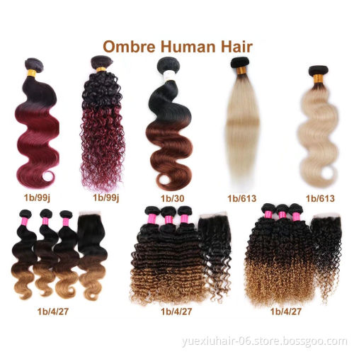 T1b/4/30  T1b/4/27 Ombre Body Wave Bundles 3 Tone Human Hair Weave Bundles With Closure